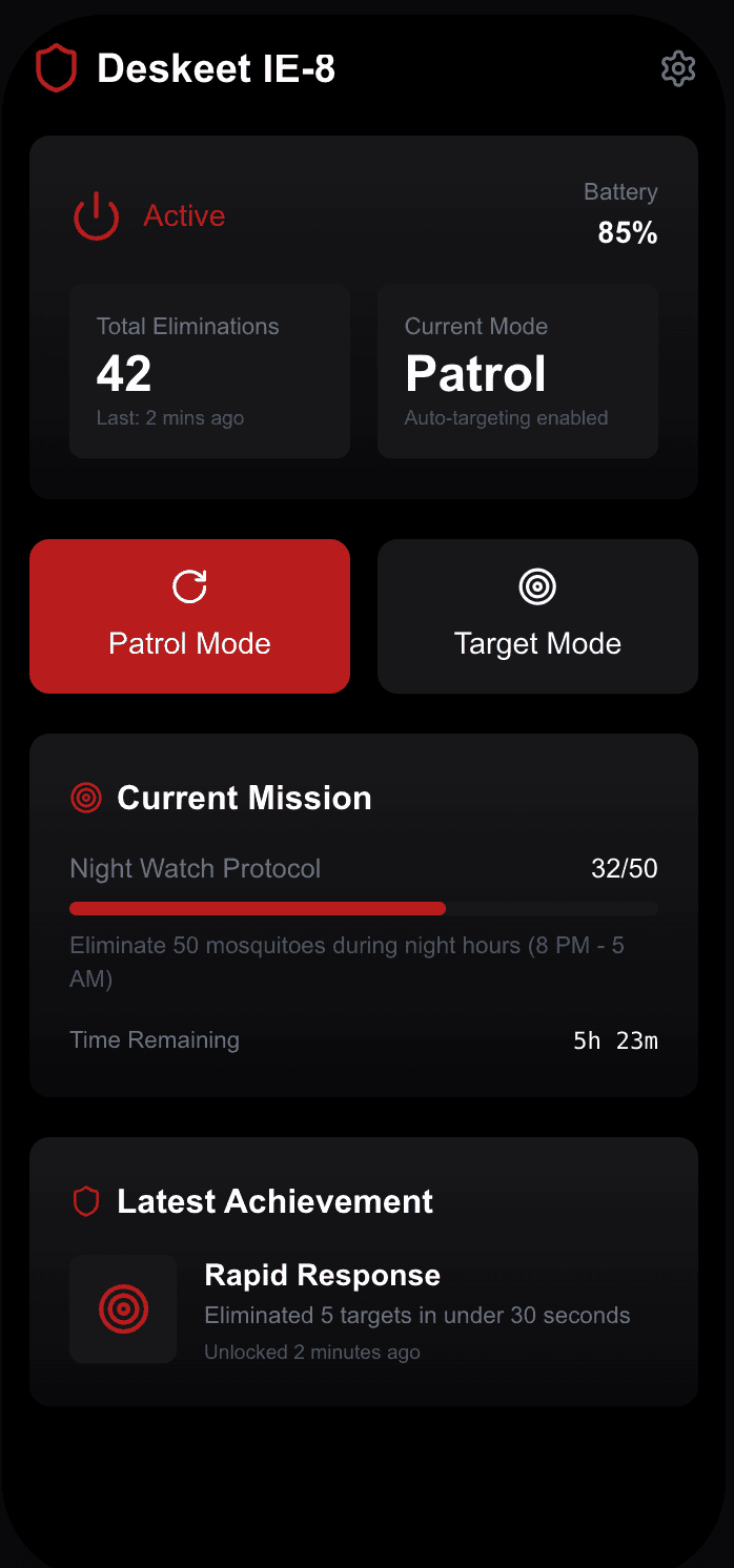 Deskeet Control App Interface